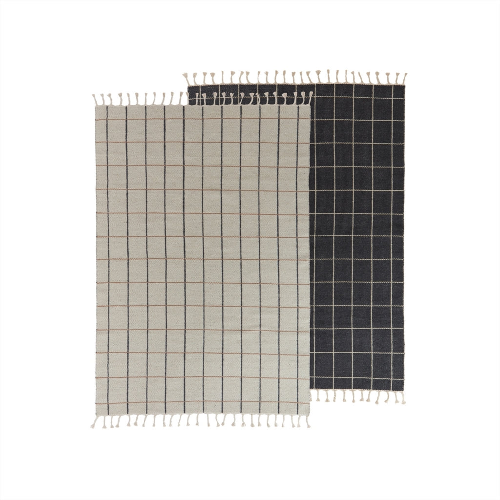 OYOY Grid käännettävä matto 200 x 140 cm, Offwhite / Anthrachite